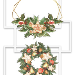 Couronnes de biscuits de Noël imprimables et modèles assortis pour l'artisanat. (5) Feuilles téléchargeables instantanément.