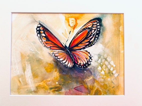 Original Butterfly Tree Acrylic Paint Skin Painting Art Jewel