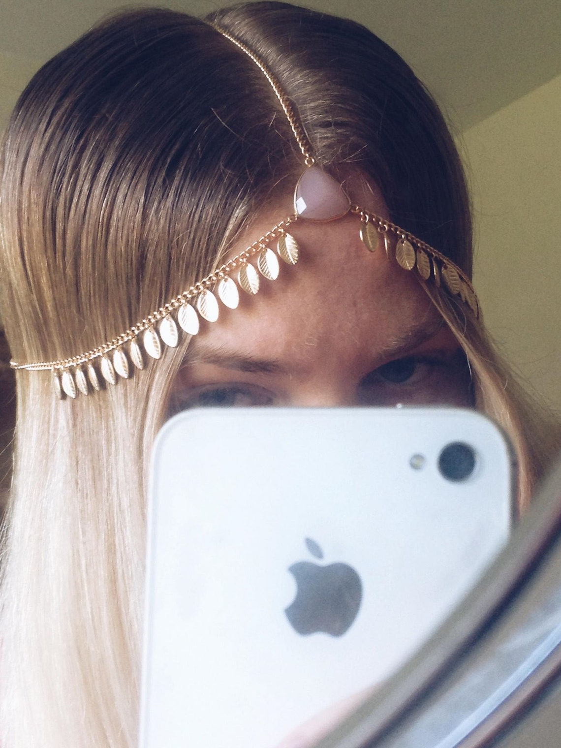 rose quartz headpiece