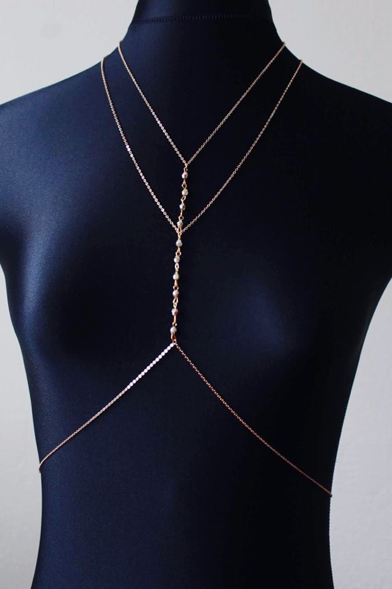 Gold Dainty Bra Chain Bralette Body Chain Fine Body Harness Etsy UK