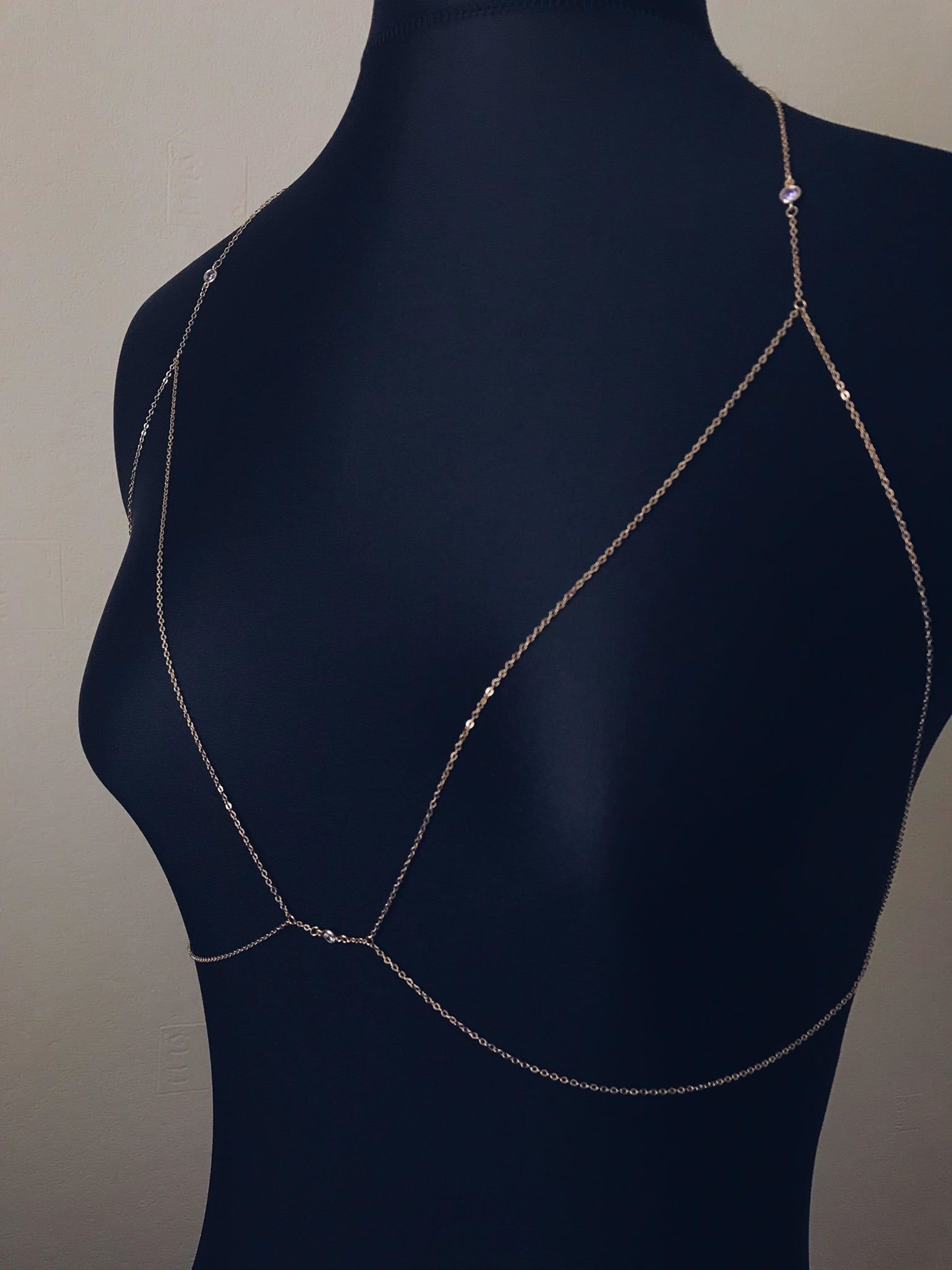 CZ Dainty Bra Chain Bralette Body Chain Fine Body Harness Body Etsy