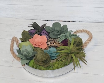 Felt Succulents | Felt Succulent Centerpiece | Farmhouse Decor | Handmade Felt Succulents | Home Decor | Home Design | Rustic Design