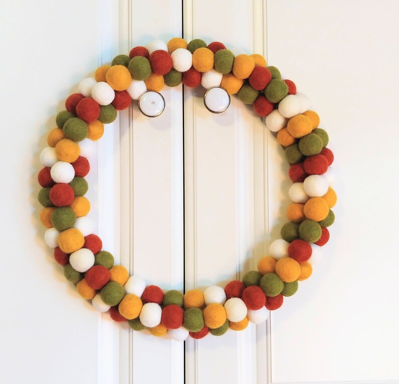 Wool Felt Ball Wreath Indoor Wreath Felt Ball Wreath Etsy