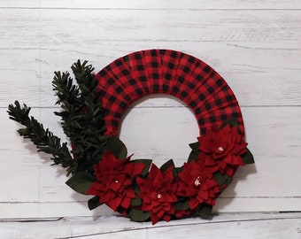 Handmade Felt Wreath | Christmas Wreath | Farmhouse Christmas Wreath | Handmade Holiday Wreath | Holiday Wreath | Cabin Christmas Wreath