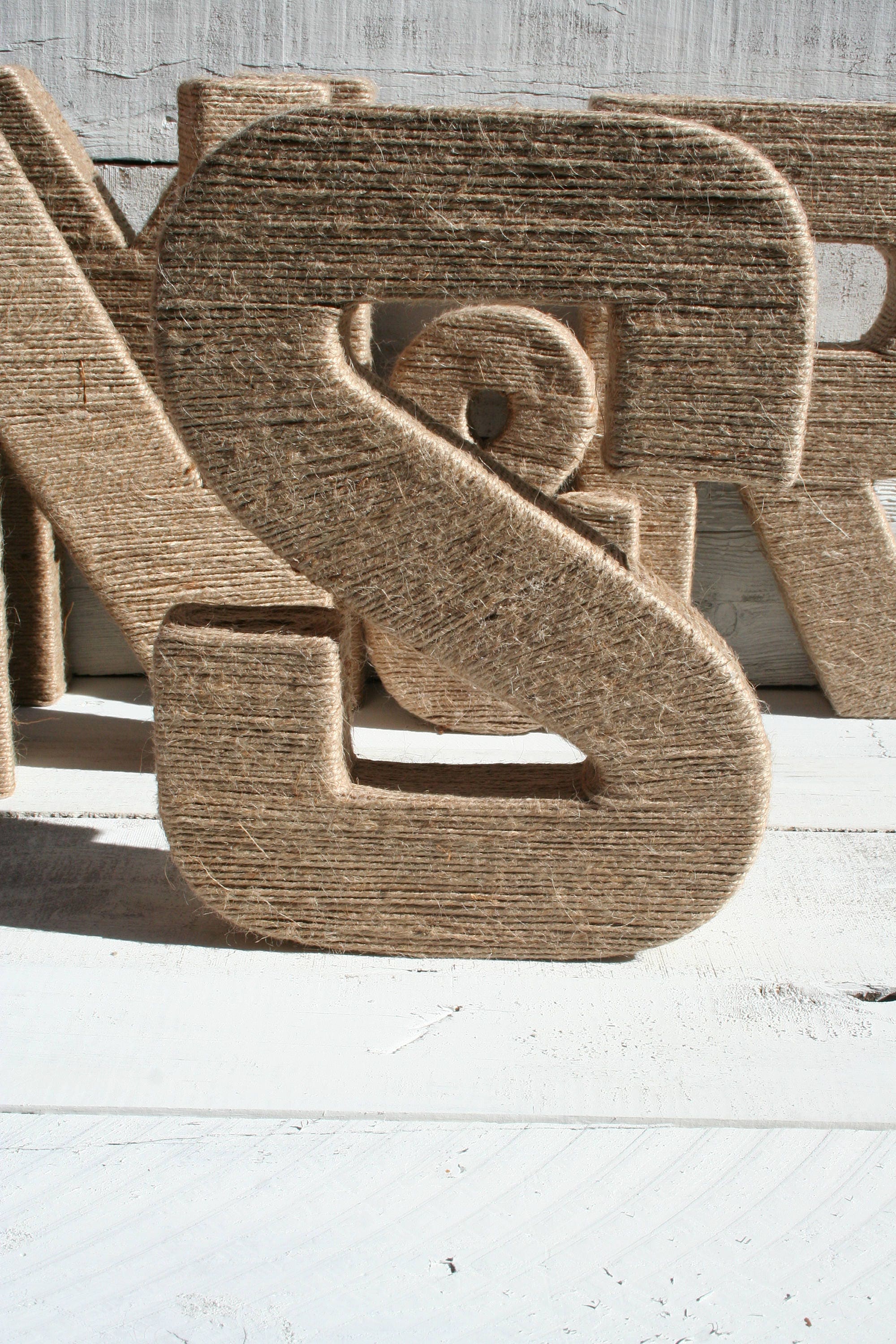 Jute Wrapped Letters Shell Covered Ampersand Nursery Etsy