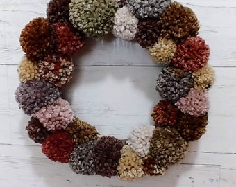 Pom-Pom Wreath | Indoor Wreath | Fall Wreath | Fall Pom-Pom Wreath | Wall Wreath | Autumn Wreath