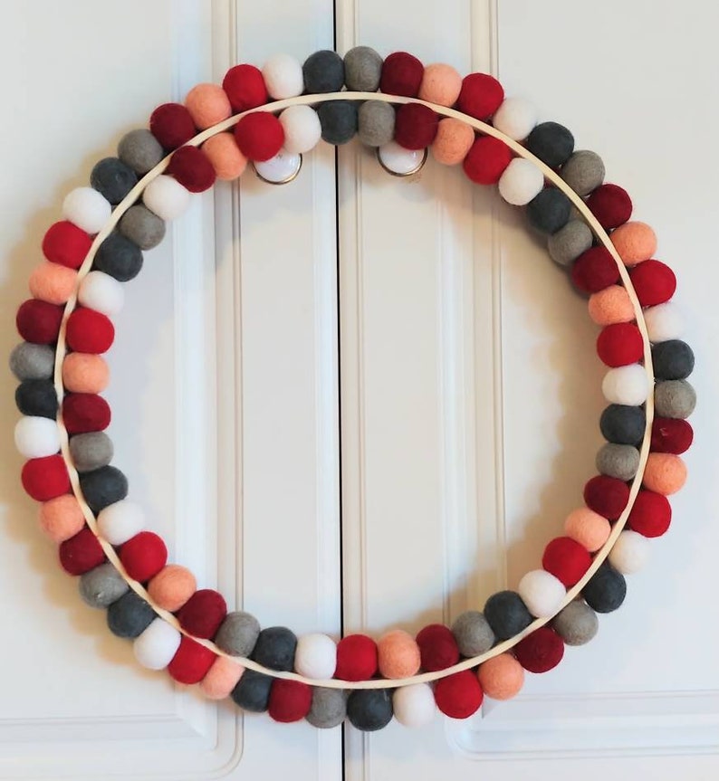 Wool Felt Ball Wreath Indoor Wreath Felt Ball Wreath Etsy