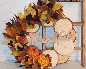 Handmade Felt Wreath | Autumn Wreath | Rustic Fall Wreath | Fall Wreath | Cabin Wreath | Handmade fall Wreath | Handmade Autumn Wreath