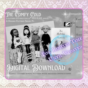 The Comfy Cold ~ Hidden Pattern Series #1 A easy sewing pattern w/ instructions for Monster High Dolls and Ever After High dolls