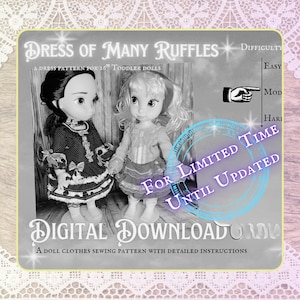 The Dress of Many Ruffles, a digital sewing pattern for 16&quot; Toddler Dolls