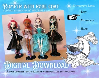 Romper and Robe Coat Digital Dress Pattern and Instructions for MH/EAH Dolls