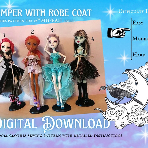 Romper and Robe Coat Digital Dress Pattern and Instructions for MH/EAH Dolls