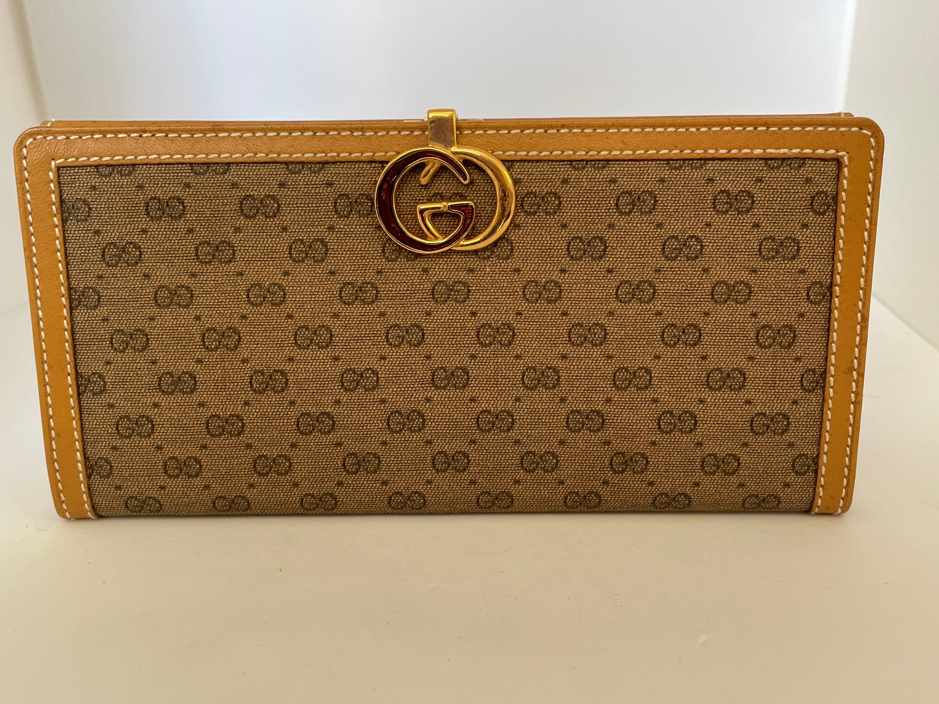 Gucci Gold & Brown Long Continental Vintage Wallet – Empress Vintage