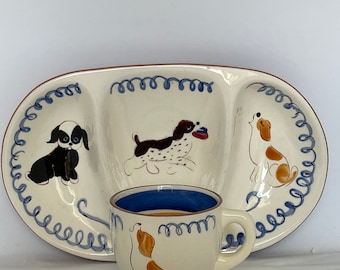 Stangl Pottery Kiddieware Playful Pups Baby Feeding Dish Cup