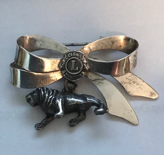 Vintage Sterling Silver Ladies Lion's Club Pin Br… - image 1