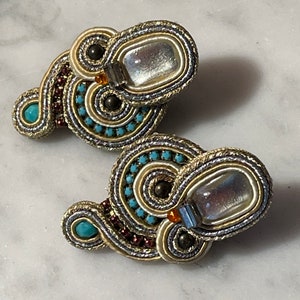 Dori Csengeri Statement Necklace Dori Csengeri earrings Hand sewn hand crafted jewelry image 4