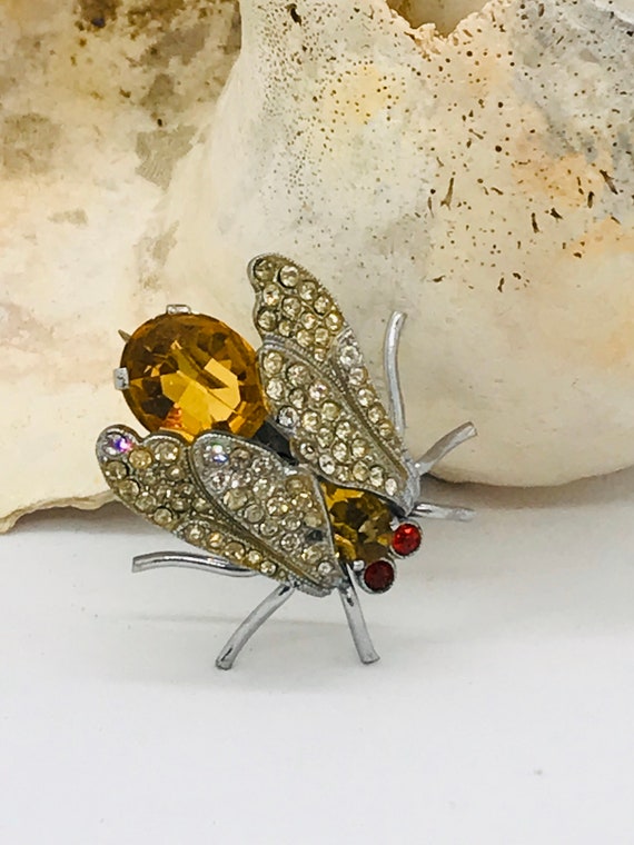 Vintage Brooch Czech Glass Brooch Topaz Brooch Mar