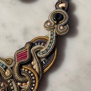 Dori Csengeri Statement Necklace Dori Csengeri earrings Hand sewn hand crafted jewelry image 3