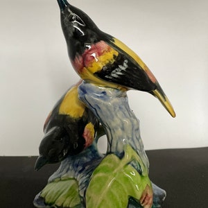 Estatua de pájaro de cerámica vintage de oropéndolas dobles de Stangl Pottery n.° 3402D
