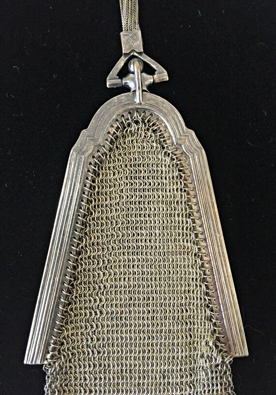 WHITING & DAVIS Silver Mesh Wristlet Flapper Purs… - image 6