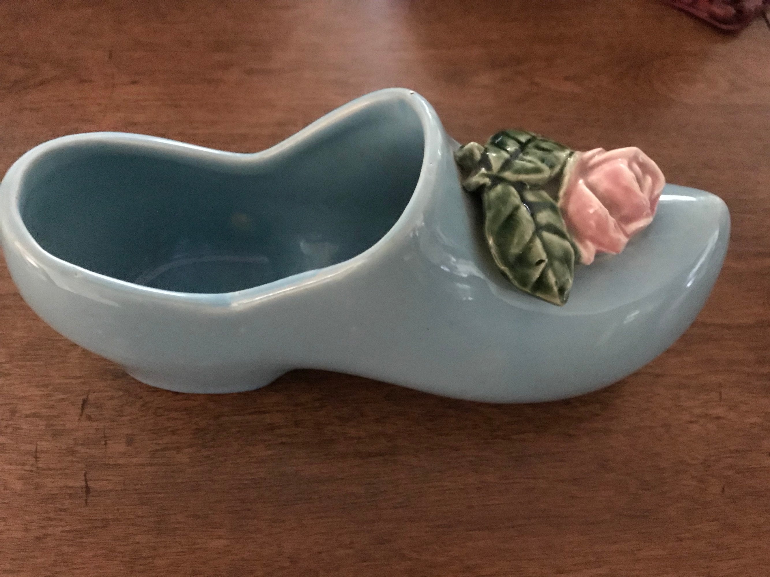 McCoy Pottery Dutch Shoe Planter 1940s Aqua Etsy