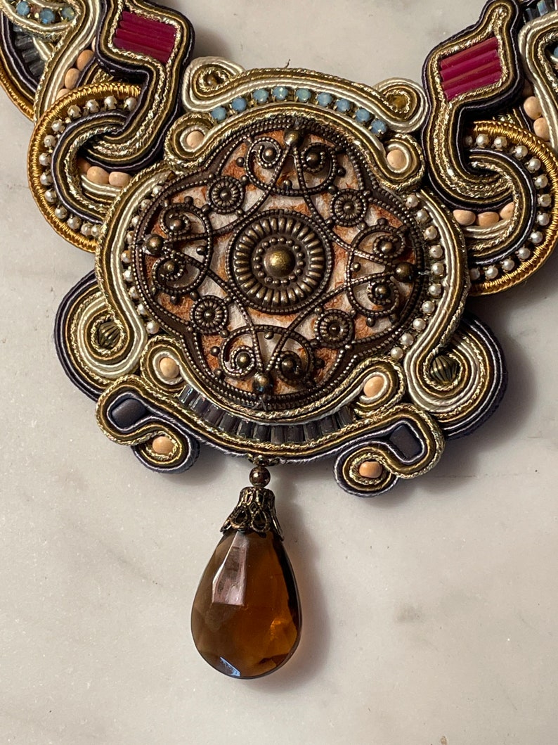Dori Csengeri Statement Necklace Dori Csengeri earrings Hand sewn hand crafted jewelry image 2