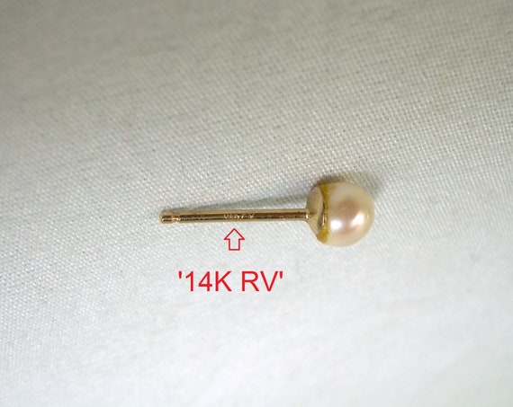 14K PEARL SINGLE Stud Post Earring-Vintage 14kt 5… - image 6