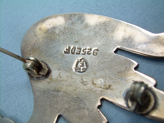 STERLING SWAN Bird Brooch Pin-Vintage Guilloche 9… - image 5