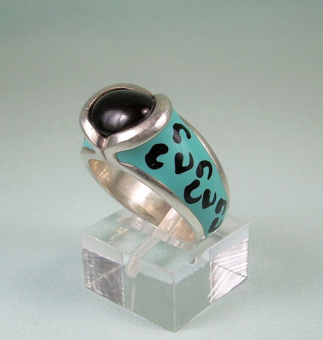 STERLING DAVID SIGAL Ring Size 8-Vintage 925 Silver-Blue STERLING DAVID SIGAL Ring Size 8-Vintage 925 Silver-Blue
