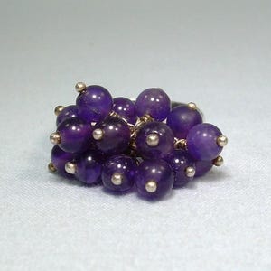 STERLING CHA CHA Cluster Ring Size 6-1/2 Vintage 925 Silver-AiL Aluma Hallmark-Amethyst Orbs Balls Beads-Deep Rich Royal Purple Plum Grapes