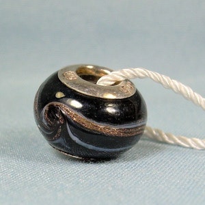 STERLING PERSONA Preto Cobre e Pervinca Azul Redemoinho Italiano Murano Vidro-Belo Charme Europeu Bead-925-Pulseira Colar-Slide-H11401PM 18282046