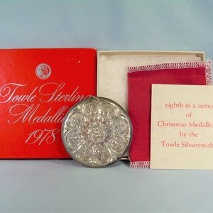 STERLING 8ème série-1978 Serviette Eight maids une médaille à traire-argent 925 vintage-12 jours de Noël-boîte pochette-cartes-Huitième