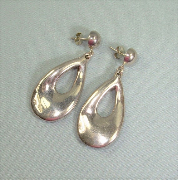 2-1/4" STERLING HOOPS Post Earrings-Vintage 925 Si