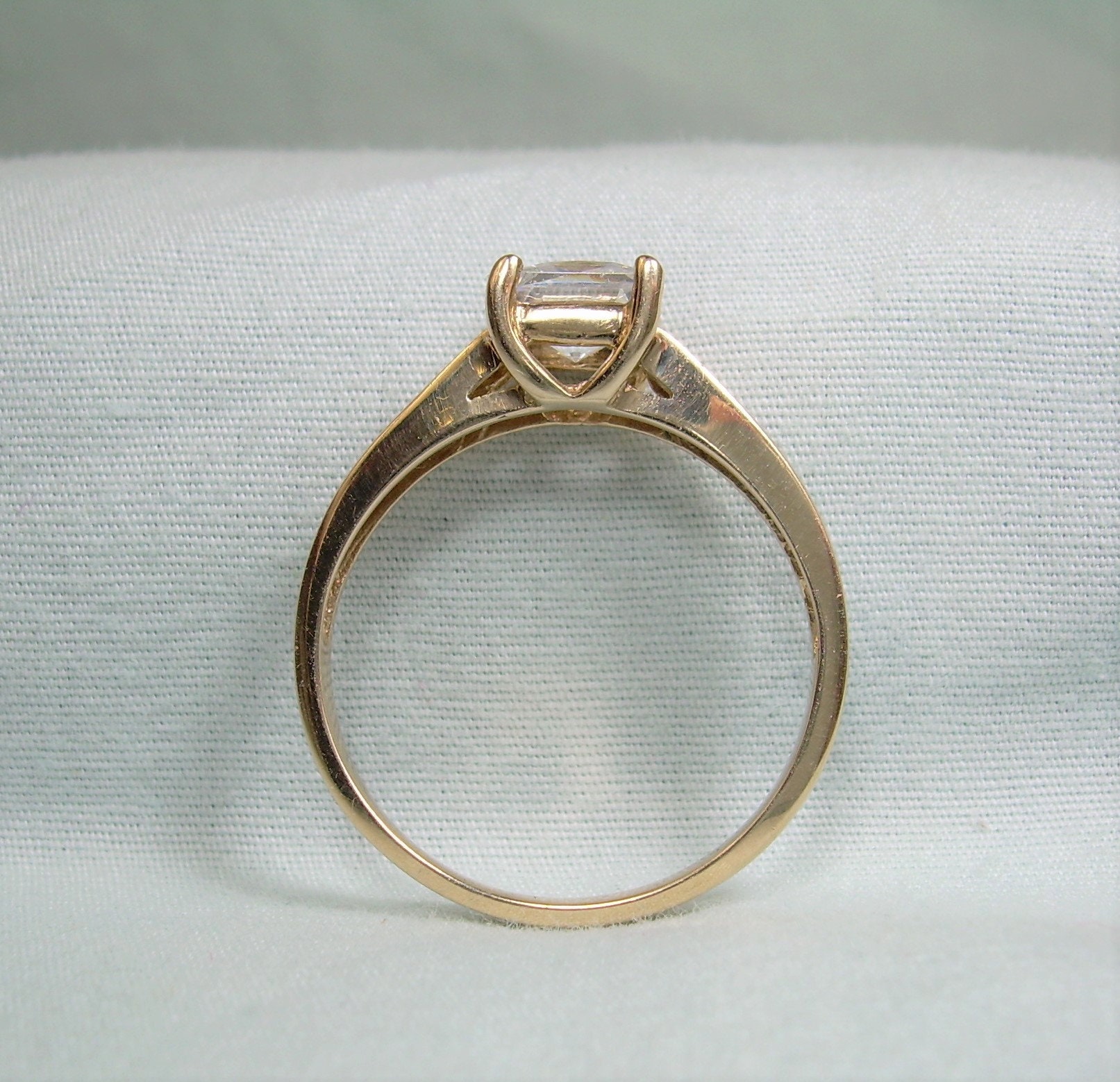 10K SQUARE SOLITAIRE Ring Size 7-vintage 10kt 417 Au Solid
