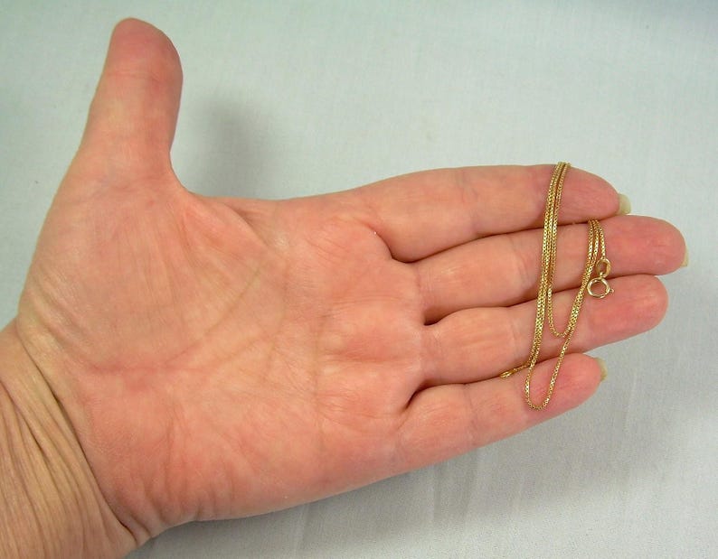 18k ITALIAN 153/4 BOX CHAIN Necklacevintage 18kt Solid Yellow Gold