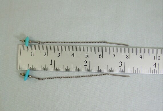 2-1/2" STERLING TURQUOISE Chained Post Stud Earri… - image 8