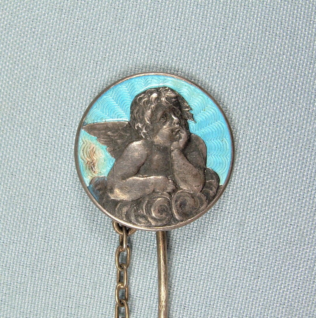 STERLING ANTIQUE St Raphael's Angel Straight Stick Pin-vintage ...