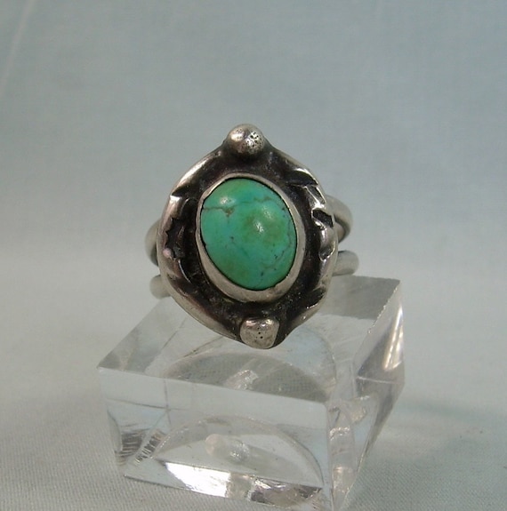 STERLING NAVAJO TURQUOISE Ring-Vintage 925 Silver-