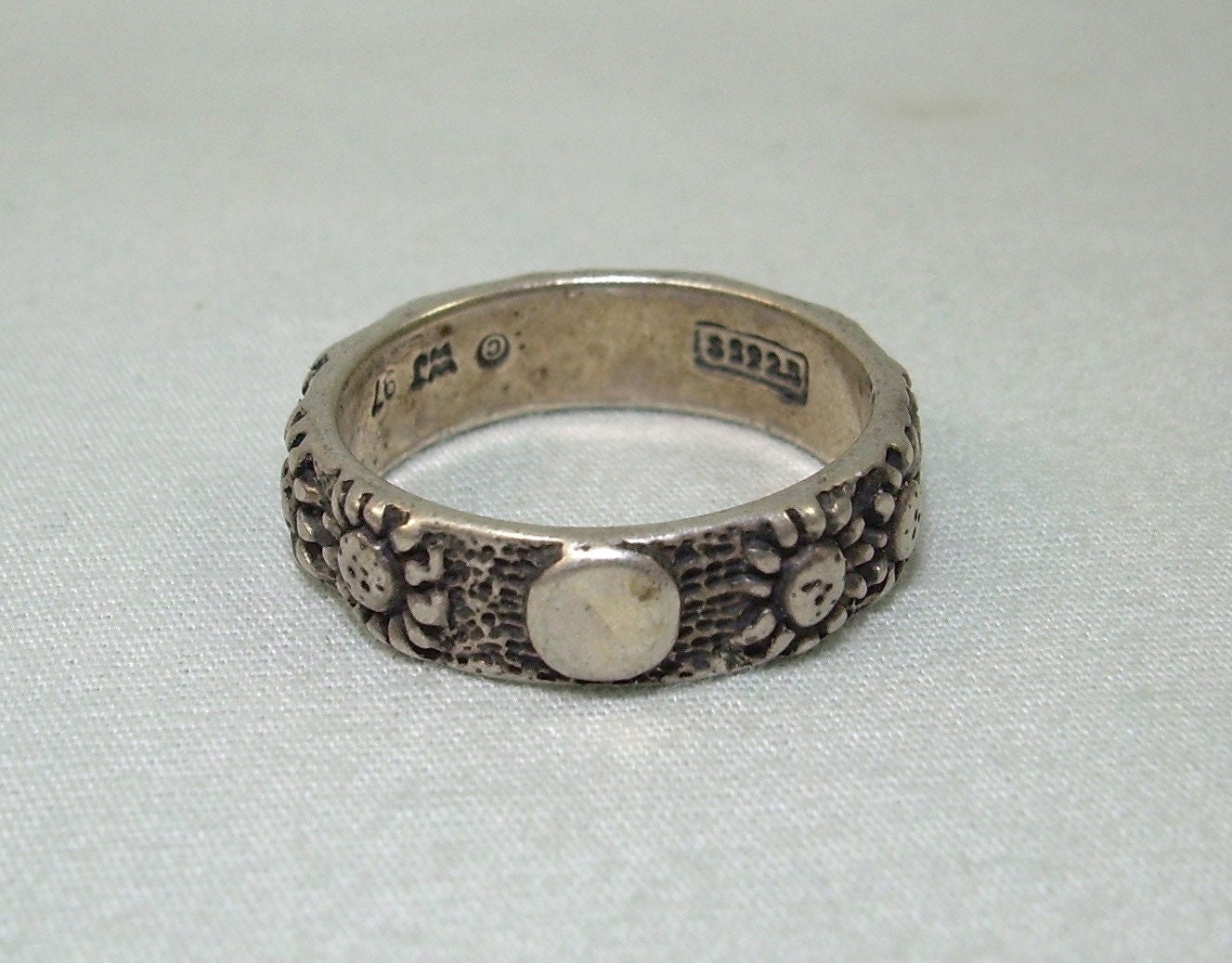 20. Vintage Sterling silver 925 ROSE Flower Leaves ring 8.25