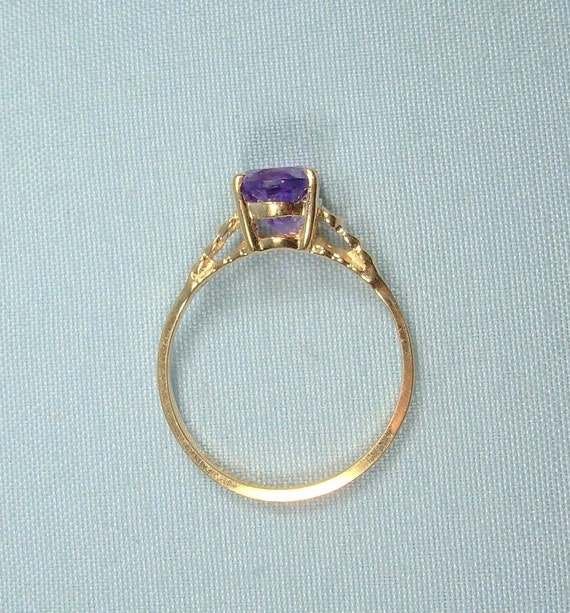 2g 14K AMETHYST Solitaire Ring Size 6-1/4 Vintage… - image 7