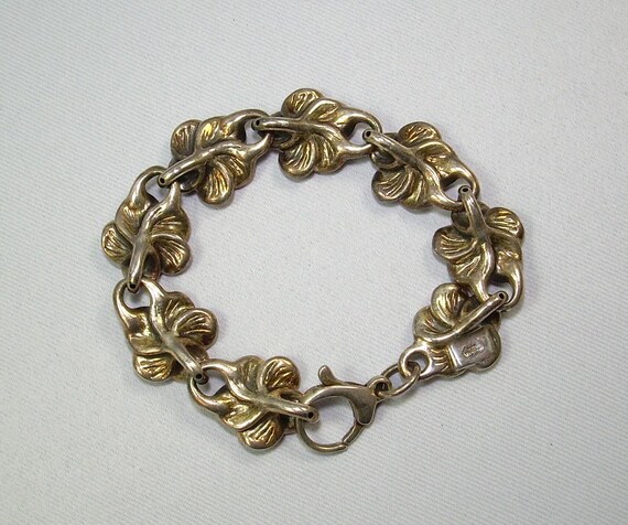 7-1/2" STERLING ELECTROFORM FLOWERS Bracelet-Vint… - image 4