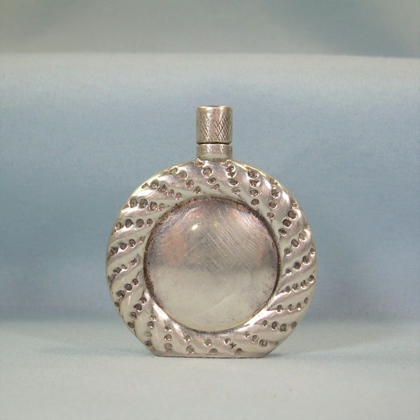 STERLING MEXICAN Perfume Bottle-Vintage 925 Silver-Taxco Mexico me-15 EMP Hallmark-Dotted Patterned Purse Scent Oil Flask Ash Urn Snuff Vial