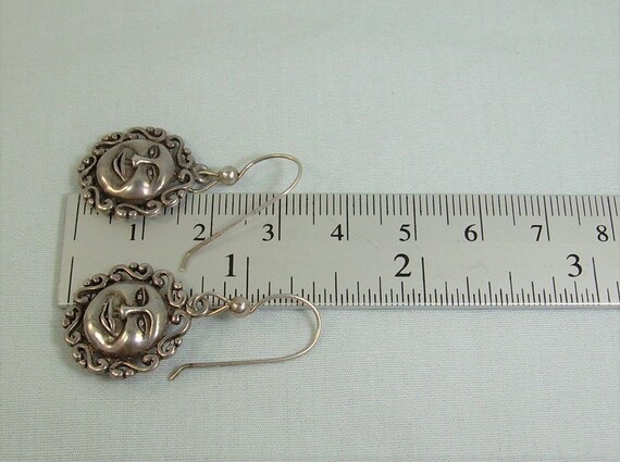STERLING CELESTIAL Wire Hook Earrings-Vintage 925… - image 9
