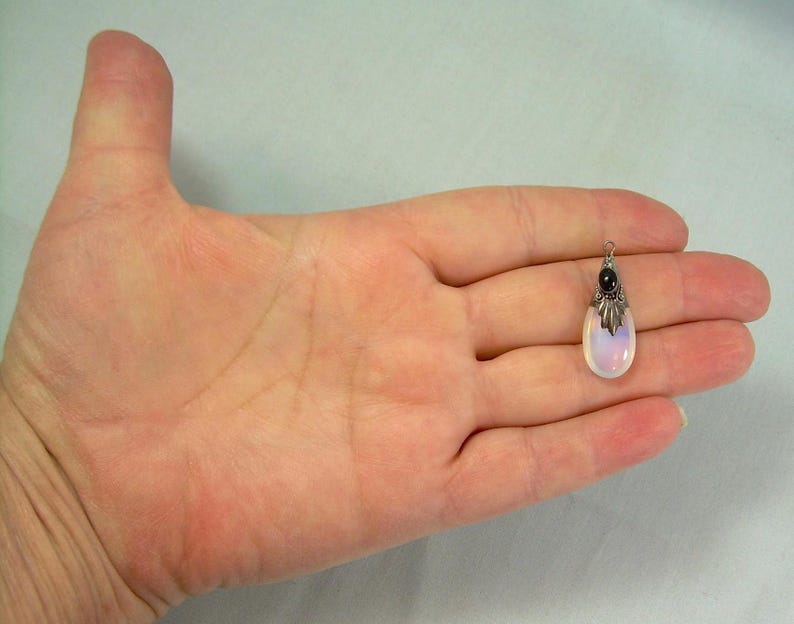 STERLING WATER OPAL Pendant Charmvintage 925 Silverblack Onyxblue