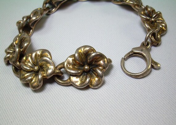 7-1/2" STERLING ELECTROFORM FLOWERS Bracelet-Vint… - image 10