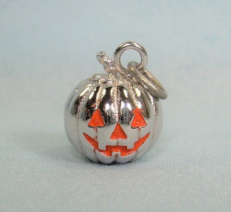 JACK-O-LANTERN Pumpkin Open Close Halloween Charm Jewelry Sterling Silver spooky JACK-O-LANTERN Pumpkin Open Close Halloween Charm Jewelry Sterling Silver spooky