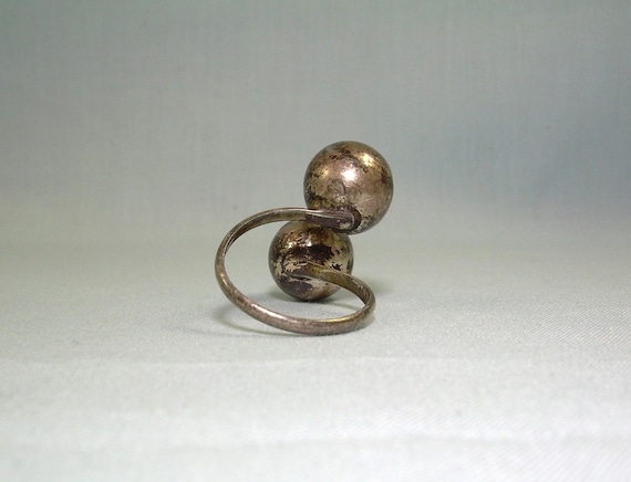 STERLING BIG BALLS Wrap Ring Adjustable-Vintage 9… - image 4