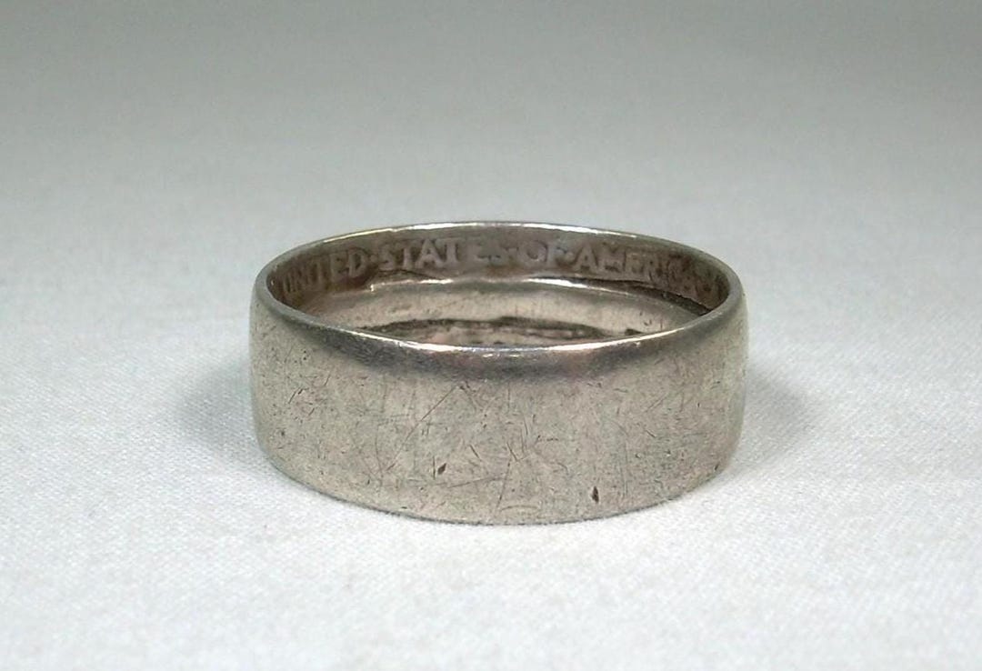 6.2g 900 SILVER US 1941 Half Dollar Coin Ring Size 10-vintage
