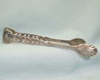 3-5/8" STERLING SEASHELL Shell Sugar Cube Tongs-Vintage Antique 925 Silver-Norwegian Theodor Olsen Hallmark-Nordic Norway Norse Scandinavian