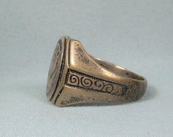 Fraternal Order of Eagles FOE Sterling Silver Ring 1940's